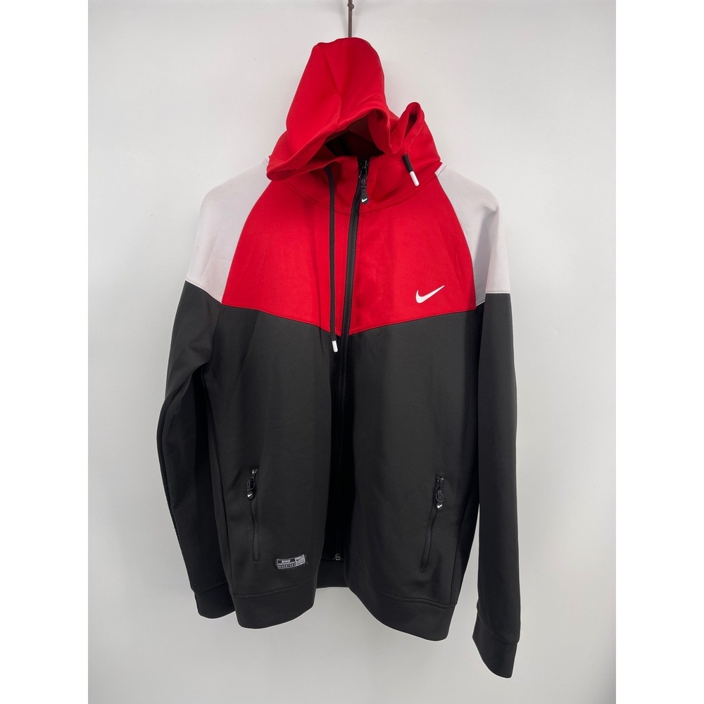 Nike Mens XXL Colorblock Full Zip Hoodie Red Black White Just Do It Track Jacket